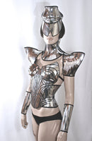 futuristic ponytail mohawk cyborg goggles , sci fi headdress , cyber eyewear, mask, goggles daft punk mask divamp couture