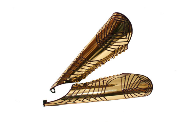 gold under arm bracers, arm cuffs sci fi fingerless gloves slave cuffs gauntlets