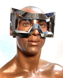 Big Vasarely frames, futuristic eyewear visors, future eyewear, groovy and chunky headpiece