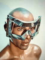 Big Vasarely frames, futuristic visors, future eyewear,groovy headpiece