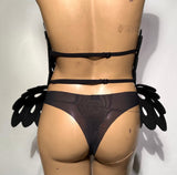 Chrome art nouveau inspired corset , burlesque performer futuristic gear