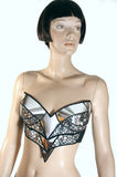cybergoth corset top, sci fi costume top, lady go bra, rave bra, cyberpunk, steampunk, futuristic clothing, fusion bra