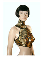 cleopatra armour corset halter top, sci fi costume top,lady ga bra,rave bra, burning the man, cyberpunk, steampunk, futuristic clothing