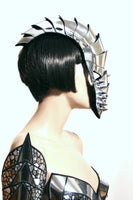 Gladiator mask spartan futuristic helmet warrior mask headpiece armor sci fi cyber headdress cybergoth divamp couture