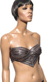 Biomech woven silver top,futuristic bustier, robot, cyber, out of space top