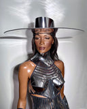 The chrome Zorro big hat ,silver Big brim ,floppy hat ,fedora from Divamp Couture