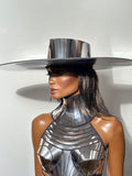 The chrome Zorro big hat ,silver Big brim ,floppy hat ,fedora from Divamp Couture