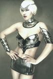 cybergoth corset top, sci fi costume top, lady go bra, rave bra, cyberpunk, steampunk, futuristic clothing, fusion bra