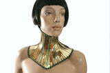 gold African tribal neck corset armor necklace gothic choker in chrome slave collar victorian edwardian bdsm fetish steampunk cyber goth