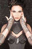 stylish clear embroidered gauntlets, transparent gloves, arm cuffs