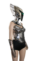 2 piece alien cyborg mask headpiece robot armor sci fi futuristic steampunk cyber headdress cybergoth divamp couture