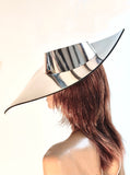 Asymmetric Silver Fedora Hat: Futuristic Big Brim PVC Palette Hat