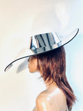 Big brim palette hat, asymmetrical chrome hat, metallic floppy hat