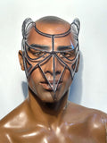clear edc cyborg mask with horns, sci fi,borg eyewear , futuristic goggles, by divamp couture