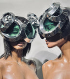 organic eyewear, psycodellic headpiece, futuristic mask, tech ware, alien visors