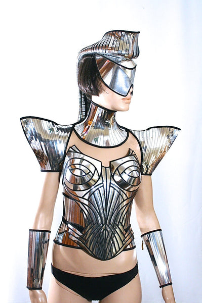 futuristic ponytail mohawk cyborg goggles , sci fi headdress , cyber eyewear, mask, goggles daft punk mask divamp couture