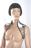 apocalyptic bolero sci fi stole , silver vest, steampunk shrug, cyber goth wrap armour fetish by Divamp couture