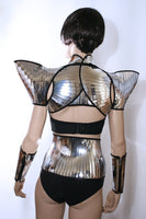 apocalyptic bolero sci fi robot futuristic stole steampunk shrug cybergoth wrap armor fetish by divamp couture