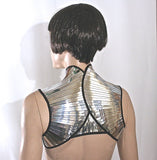 apocalyptic bolero sci fi stole , silver vest, steampunk shrug, cyber goth wrap armour fetish by Divamp couture