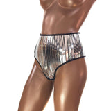 Metallic High Waist Bex Thong, Shorts, Bottom,Briefs, Silver Shorts, Futuristic Costume.Ready to ship out