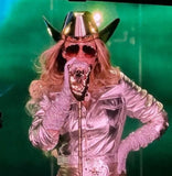 Futuristic Chrome Cowboy Hat: Large Brim Space Cowgirl Fedora