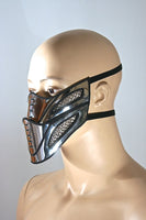 Futuristic Face mask masquerade mouth mask, chrome facemask, futuristic mask, metal muzzle,mad max mask