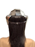 futuristic visor helmet ,cyborg headpiece robot cybergoth , robocop divamp couture