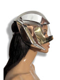futuristic visor helmet ,cyborg headpiece robot cybergoth , robocop divamp couture