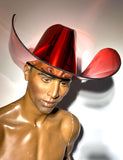 Futuristic Chrome Cowboy Hat: Large Brim Space Cowgirl Fedora