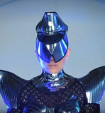 Ponnytail mohawk cyborg , sci fi headpiece , cyber, divamp couture