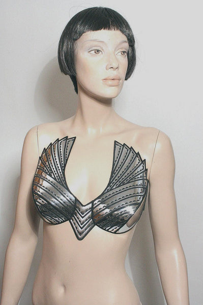 wing top, steampunk bustier, apocalyptic gothic, corset top