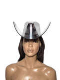 Futuristic Chrome Cowboy Hat: Large Brim Space Cowgirl Fedora