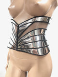 Futuristic Chrome clear cincher, waist belt waspie, underbust cincher, goth,robot costume cyber,cosplay,avantgarde, burlesque, futuristic, s