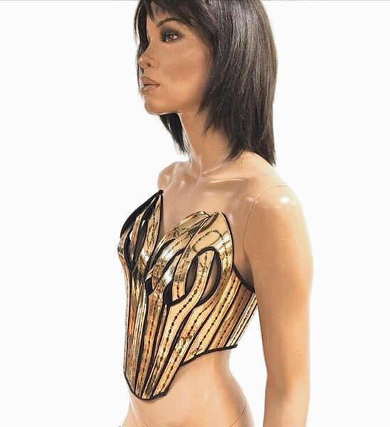 Gaudi inspired corset burlesque fetish pvc steampunk cosplay armor, futuristic cybergoth