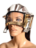 futuristic visor helmet ,cyborg headpiece robot cybergoth , robocop divamp couture