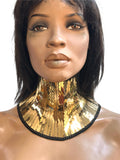 gold stance neck collar, gothic choker steampunk cyber goth