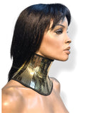 gold stance neck collar, gothic choker steampunk cyber goth