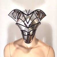 2 piece bat predator cyborg mask headpiece , cylon sci fi futuristic steampunk cyber headdress cybergoth divamp couture