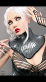 Giger Dark fetish gothic victorian neck corset armor necklace goth choker slave collar victorian edwardian bdsm fetish steampunk cyber got