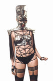 chrome armour corset top, futuristic, sci fi, metallic chrome bustier, futuristic wear,show costume, theatre,performer, halloween costumes,