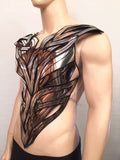 organic chest armour for men , chrome organic futuristic bustplate