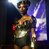 Gaudi inspired corset burlesque fetish pvc steampunk cosplay armor, futuristic cybergoth