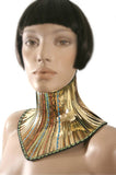 gold African tribal neck corset armor necklace gothic choker in chrome slave collar victorian edwardian bdsm fetish steampunk cyber goth