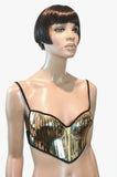 metallic bustier korset top, sci fi kostuum top, lady gaga beha, rave bustier, cyberpunk, cybergoth steampunk, fusion