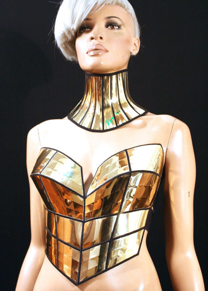 Art deco inspired bustier corset top, scifi costume top, cyberpunk, cybergoth steampunk, futuristic clothing