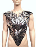 organic bust plate chrome futuristic front plate armour