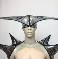 Manta ray stole , chrome spiked backpiece , dragon vest