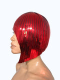 Asymmetric cosplay wig , including one side whisker .metallic hairdress ,Jessica Rabbit hairpiece bobcut headpiece metal futuristic