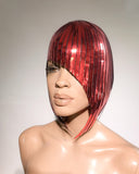 Asymmetric A line wig , metallic hairdress ,Jessica Rabbit hairpiece bobcut headpiece metal futuristic