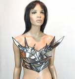 Spike bustier corset top, futuristic costume top,,rave bra , cyberpunk, cybergoth steampunk, futuristic clothing, fusion bra